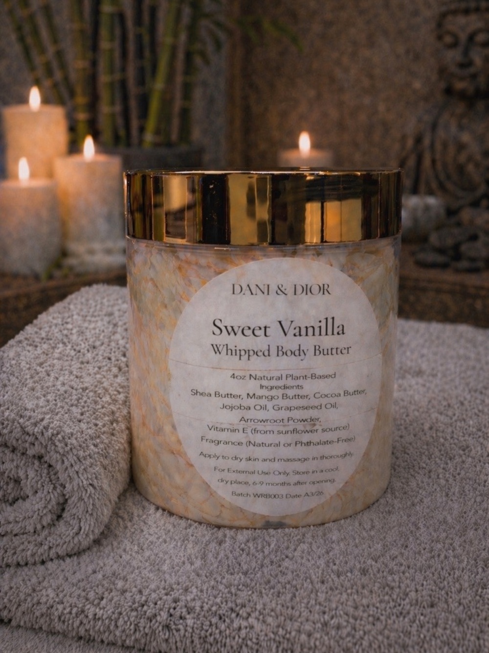 All natural Sweet Vanilla Whipped Body Butter